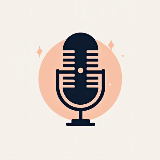 Modern logo design featuring a high-quality singer microphone. Flat illustration style with a prominent microphone design against a soft background.