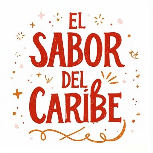Text design featuring the phrase 'EL SABOR DEL CARIBE' in summer style with a white background.