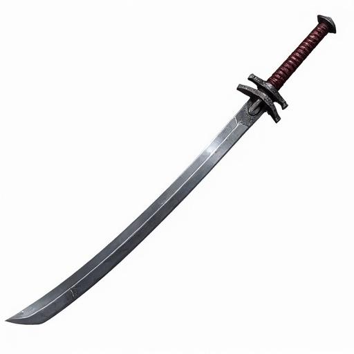 steel katana icon features curved blade designed as ARPG style asset with transparent background