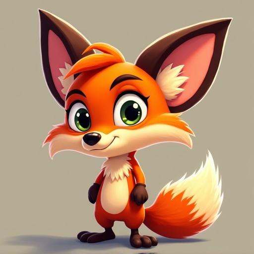 Coco bandicoot character styled as a cartoon fox with large ears and a bushy tail.