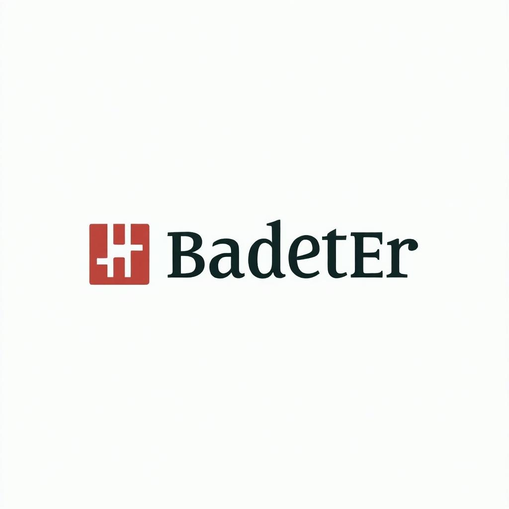 Design of a hospital logo featuring a stylized graphic with the name 'BadetEr'. Logo uses red and black colors. Clean modern typography used for branding.