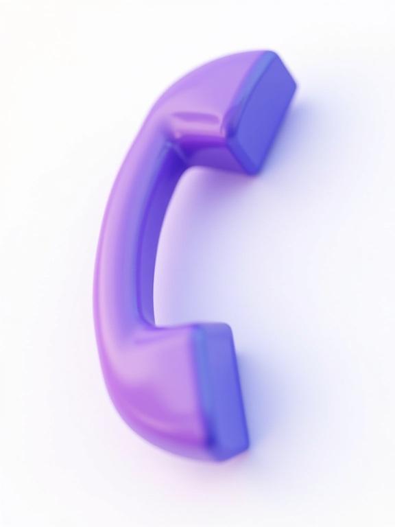 3D render of a purple and blue gradient glassy phone icon. Image is clean and isolated on a white background.