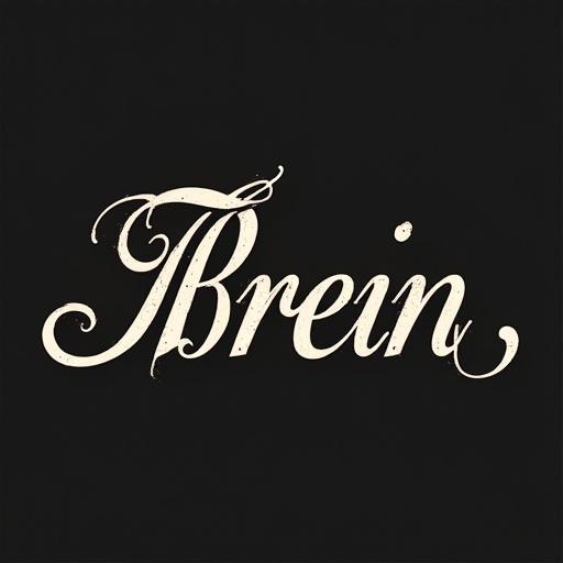 Intricate hand signature style logo featuring the text TBrein in elegant script.