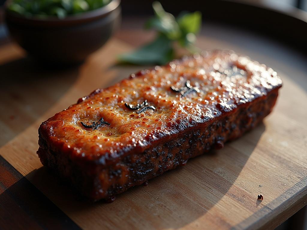 Delicious grilled dish displayed on a wooden surface. Contains food elements served in a stylish presentation. Emphasis on texture and color with warm lighting. Appealing for culinary enthusiasts.