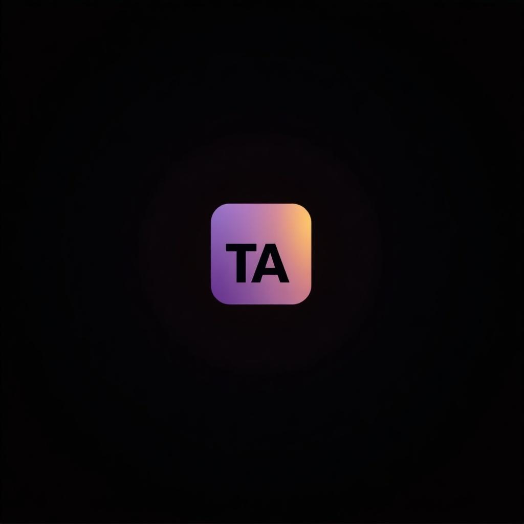 The image features a sleek and minimalist logo set against a black background. The main focal point is a purple square that contains the letters 'TA'. This logo conveys a modern and sophisticated vibe. As the image unfolds, a bright yellow square appears, completing the phrase 'TA-DA!'. This transformation adds an element of surprise and playfulness to the design. The overall aesthetic is clean and visually appealing, suitable for contemporary branding efforts.