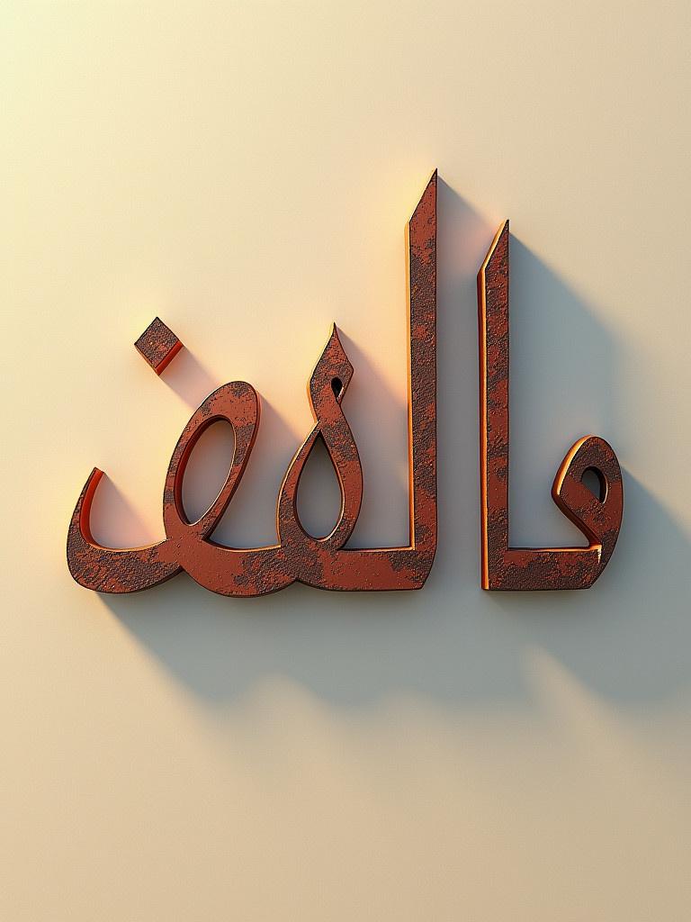 Create a three-dimensional stylized image of the Arabic word الحمدللہ with unique shadow effects