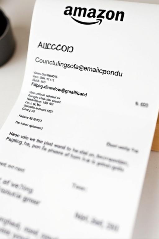 Document shows Amazon payment receipt. Receipt directed to filippo.dinardoww@gmail.com. Amazon design is visible. Layout has clear text and simple background. Transaction amount is £50.