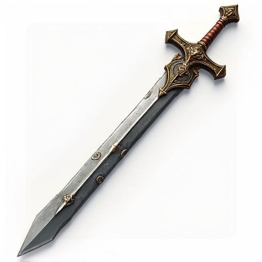 Ancient Rapier icon for card game. Size 48x48 pixels. World of Warcraft style. Transparent background.
