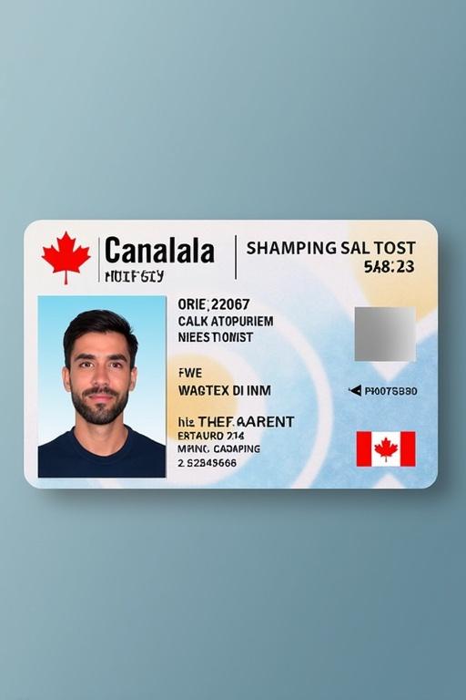 Image depicts Canadian driver license card. Card displays driver's name and personal details. Professional design intended for identity verification. Reflects standard graphic elements of Canadian identification.