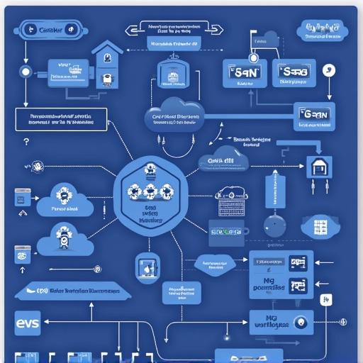 Flowchart infographic illustrating Kubernetes as a top DevOps tool. Central cluster with various related elements showing its functions and integrations.