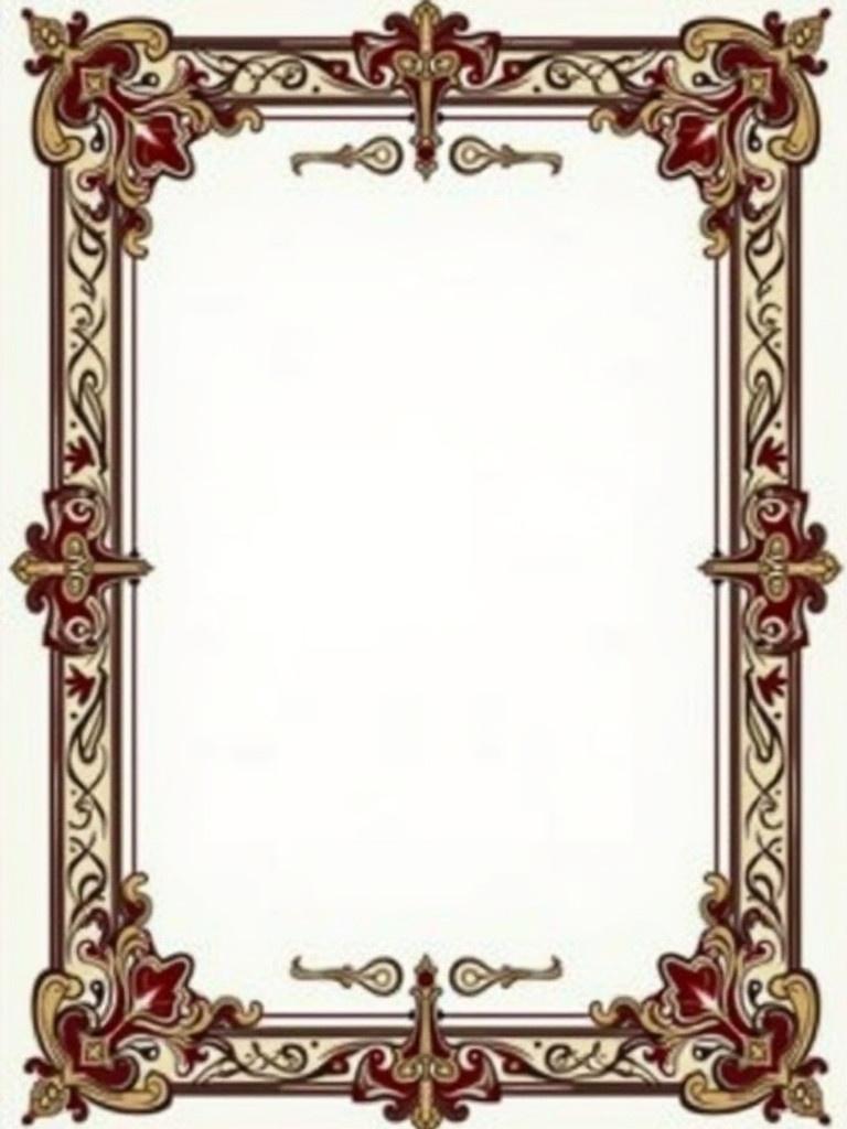 Intricate ornate frame design for a game card. Bold decorative borders with empty center for custom graphics.