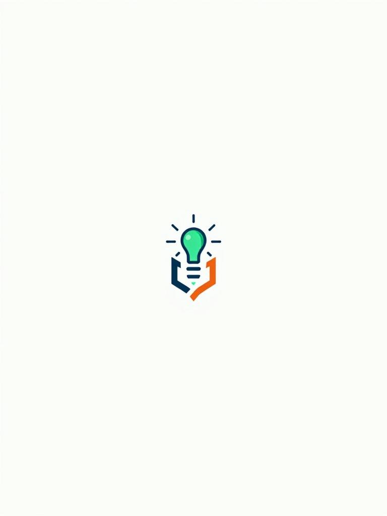 Design modern minimalistic logo for InnovMentor. Logo focuses on innovation and education. Incorporate elements like light bulb, guiding arrow, stylized book. Use clean typography for text InnovMentor. Blend text into design. Use vibrant colors blue, green, orange to show energy and trust. Evoke professionalism and inspiration.