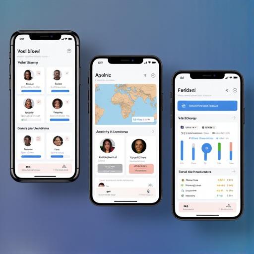 Prototype of mobile app screens for Kenya blockchain voting. Displays voter dashboard, login and voting interface. Emphasizes security and clarity in design, suitable for education and user understanding.