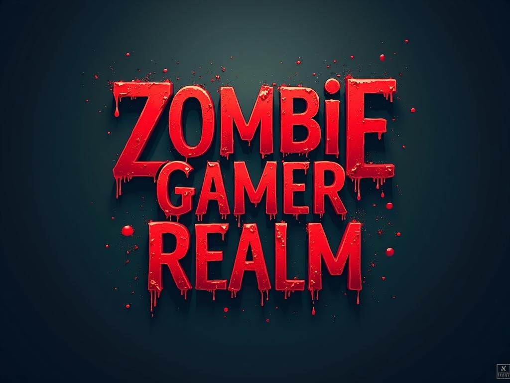 Logo for YouTube channel focusing on zombies and gaming. Bold, stylized text with a horror theme. Use vibrant colors to attract attention.