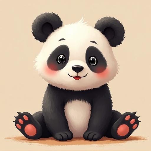 A cute character designed for children, a panda named Lulo, sitting with a friendly expression and playful posture.