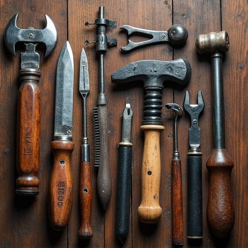 Cover image featuring various tools arranged neatly on a wooden background