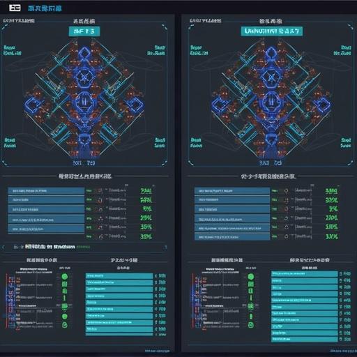 3D comparison dashboard showing left traditional closed set detector with gray model mislabeling unknown threats as normal. Right side features open set system with blue model correctly triggering alerts for unknown threats. Central projection compares feature spaces of both models showcasing compact clustering versus separated hypersphere of open set. Performance metrics at the bottom showing FPR reducing from 32% to 6.7% and recall for unknown threats improving by 89%. Neo-Tokyo holographic UI style is used.