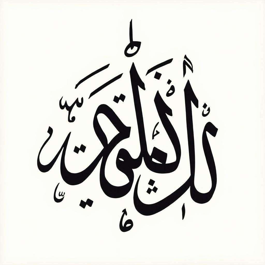 Hand written Arabic calligraphy with the phrase خدمة الأمة in a decorative style. 