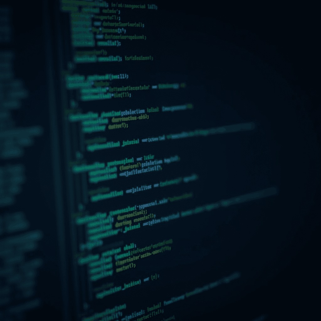 A close-up view of programming code on a computer screen with a dark background.