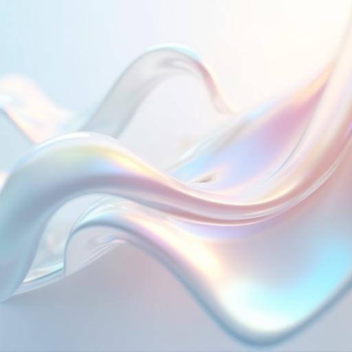 Abstract prism creating light distortions. Soft swirls with iridescence. Monochromatic palette on white background. Macro perspective highlights motion. High-quality digital art in 16k resolution with vibrant chroma.