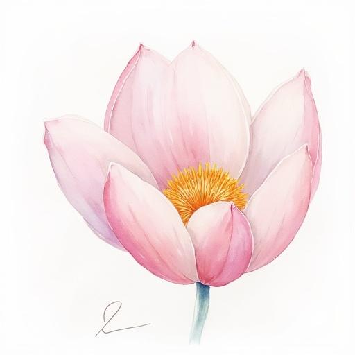 Watercolor artwork featuring a pink lotus flower on a blank background.