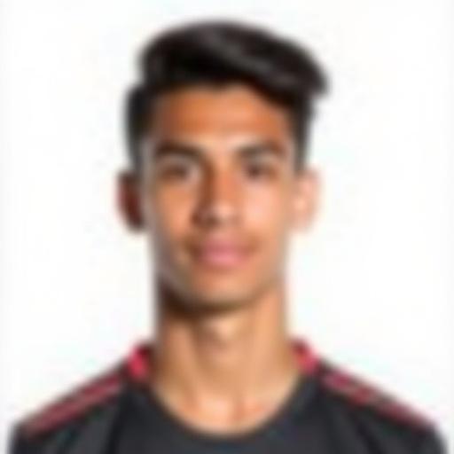 Professional headshot of a Guatemalan male soccer player. The player is 17 years old. He is shown from the shoulders up. Background is white. He is looking directly into the camera and smiling.