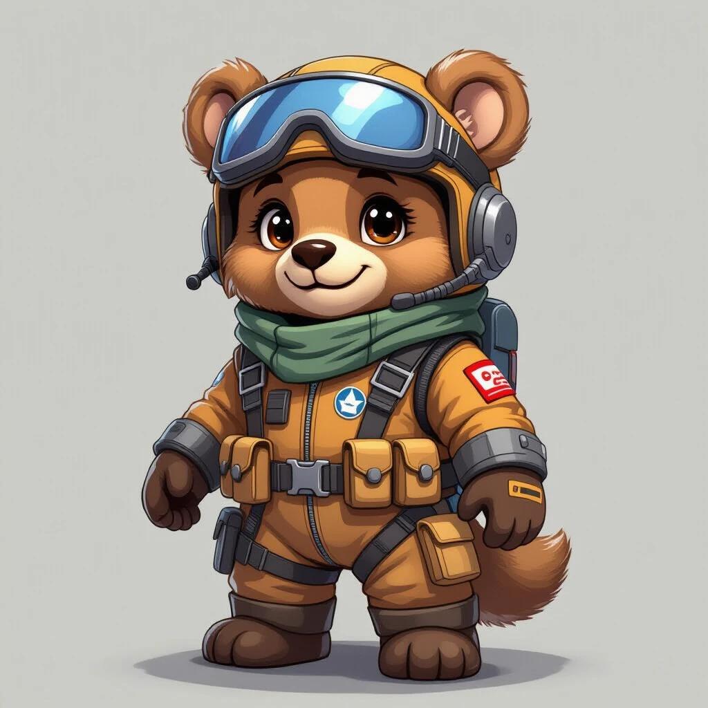 Create a social media avatar featuring a teddy bear dressed as a pilot from the game Star Citizen.