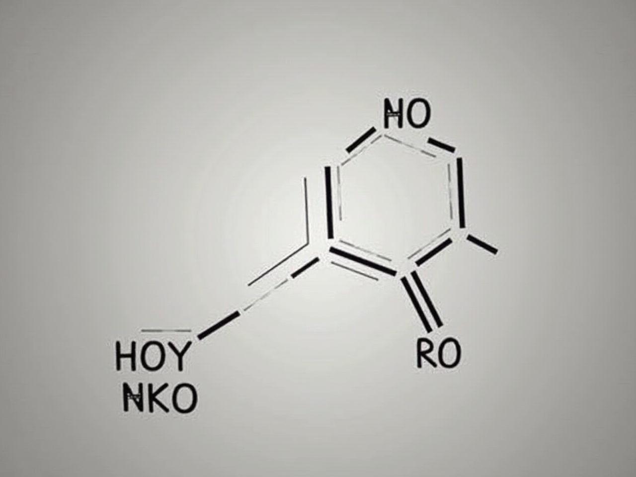 The image shows a chemical structure of 1-cyclohexylbutane-1,2 diol. It features a molecular diagram that illustrates the connectivity of atoms in the compound. The structure includes different bonds represented by varying line styles. It's predominantly gray with black and white elements. This visual is useful for educational purposes in chemistry. It can aid in teaching organic chemistry concepts or in displaying molecular properties for research articles.