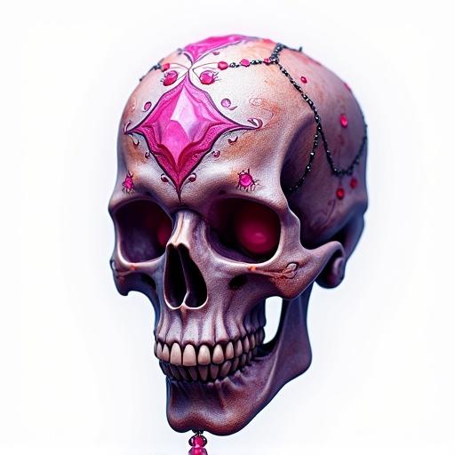 Photorealistic fantasy skull. Detailed patterns without gems. Isolated on transparent background. No shadows. Neutral lighting. Rendered in game-ready quality. Shot with a 50mm lens, f/2.8, crisp depth of field.