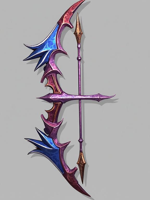 Legendary weapon depicted as Starcaller's bow. Features intricate designs and colors. No background present.