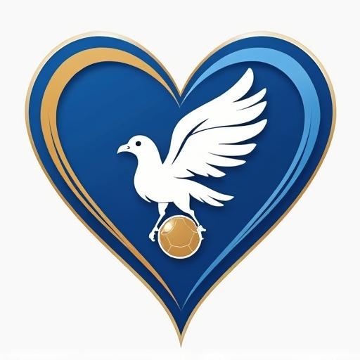 Design a logo for Baby Boys Football Club. Heart-shaped logo includes an eagle and a football. Colors are royal blue, baby blue, white, and gold.