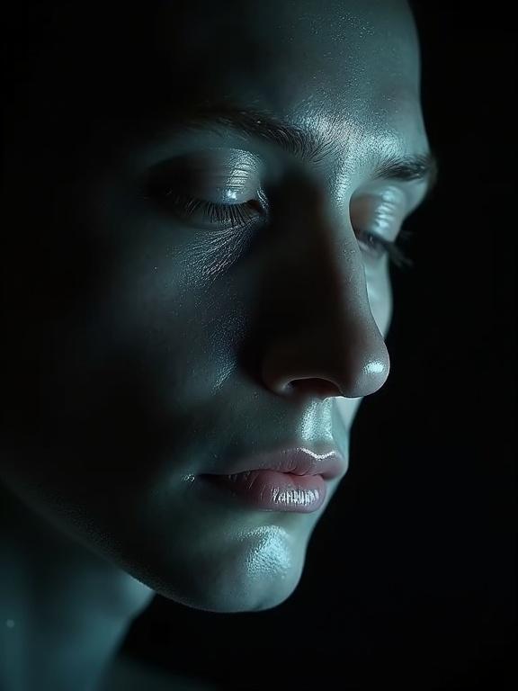 A photograph capturing an old transparent plastic texture viewed from the side. A black background serves as the backdrop. Light illuminates the texture from behind, creating a rim light effect that enhances the shape and form of the materials.