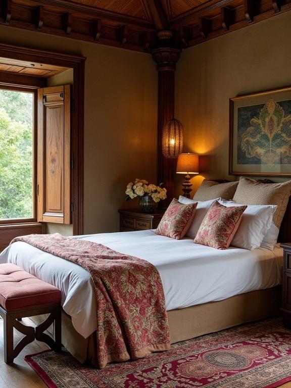 beautiful traditional Javanese bedroom featuring elegant design elements and warm colors