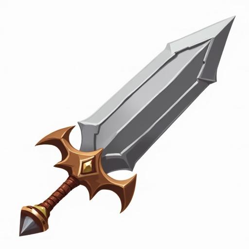 Icon of a sword designed for a card game. Gray and brown colors. Size 48x48 pixels. Style of World of Warcraft. Transparent background.