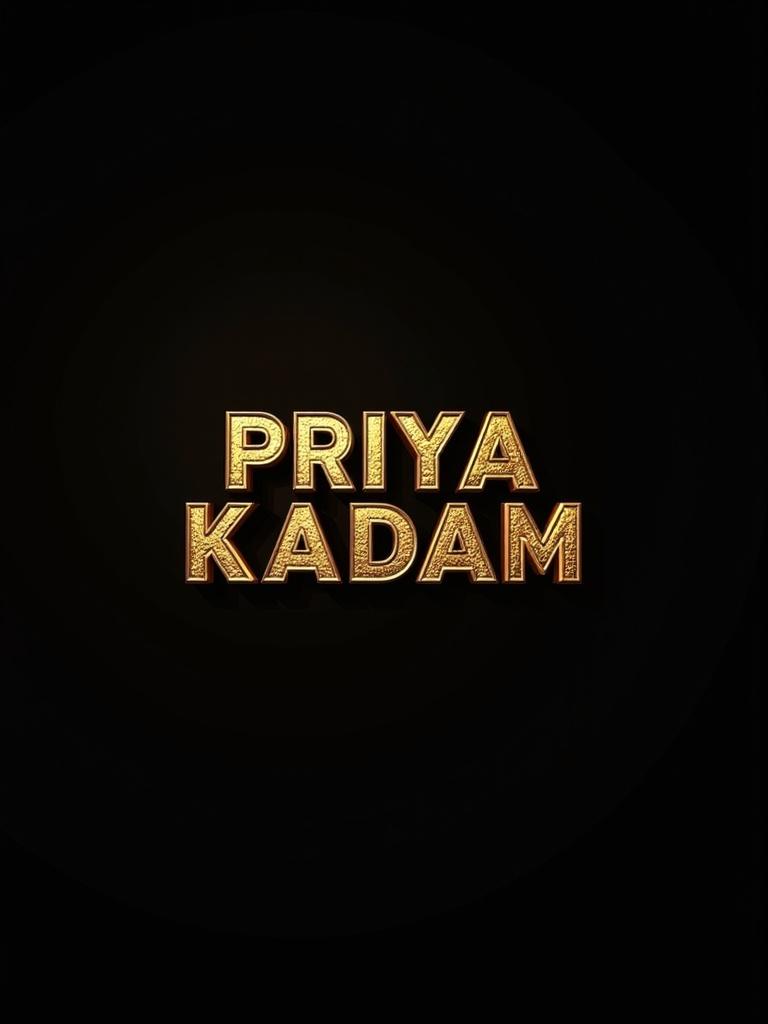 Glittering letters in golden color on a black background. The letters read PRIYA KADAM.