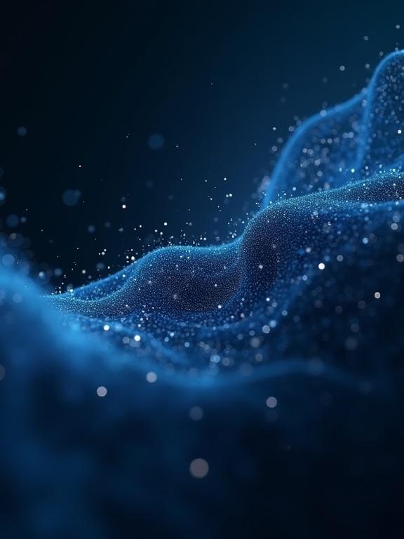 Professional representation of a methodology concept. Dominance of blue and black. Photorealistic style. Smooth curves and textures create depth. No 3D objects or text.