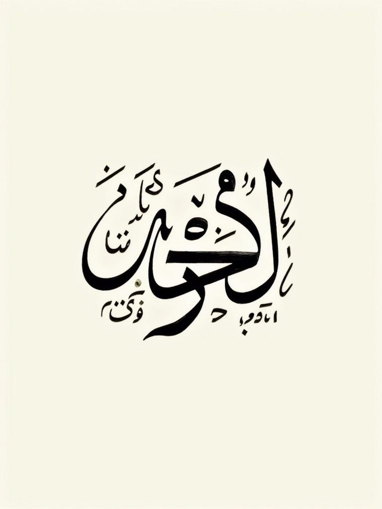 Handwritten Arabic calligraphy features detailed names. Calligraphy designed for boxed format. Elegant and cultural aesthetic.