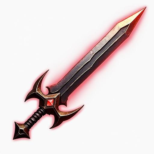 Icon of an ancient sword designed for a card game. Styled after World of Warcraft aesthetics with a transparent background. Size is 48 x 48 pixels.