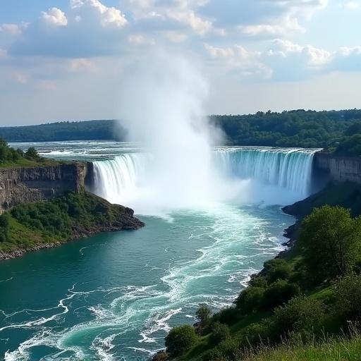 Side view of Niagara Falls from the viewpoint.