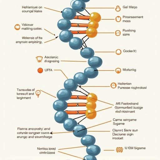 An illustration visually explaining the role and action of the enzyme helicase in DNA replication.