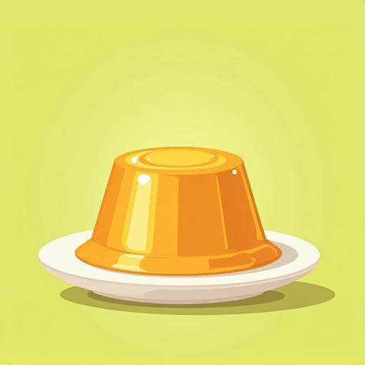 Container of gelatin in cartoon style. Clean geometric shapes and soft rounded edges. Solid light olive background.