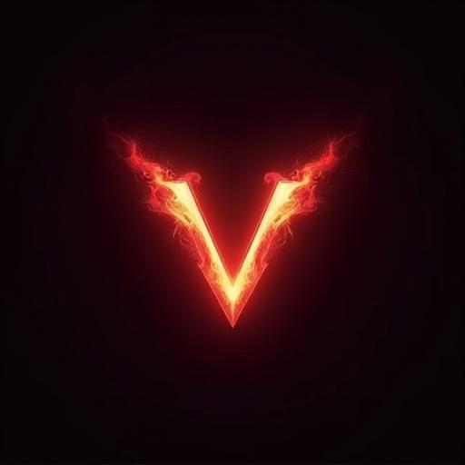 Design a luxury company logo for Vermillion Productions featuring a glowing letter V. The logo has a fiery essence and a sophisticated design.