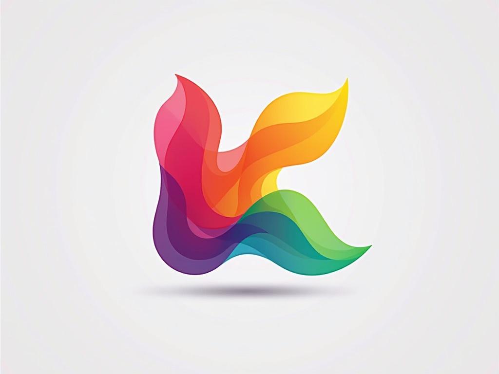 This image features a creatively designed letter 'K' that is composed of various vibrant colors. The letter appears to have flowing shapes, resembling ribbons or waves, arranged in a way that creates a sense of movement. The colors include shades of pink, orange, yellow, green, blue, and purple. The design is modern and abstract, making it visually appealing. This artistic representation could be used for branding, logos, or marketing materials related to creativity and innovation.