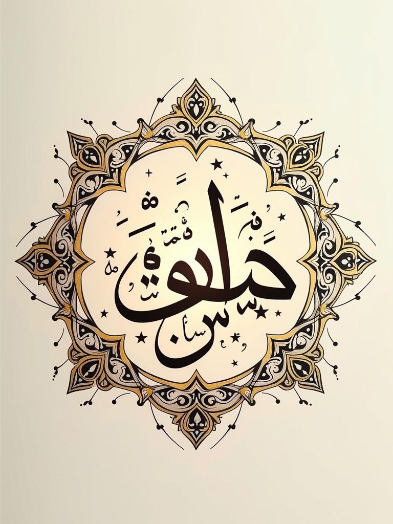 Create intricate calligraphy art in Diwani style emphasizing Arabic script beauty. Design fills circular space with elegance. Stylized artwork featuring text دراية النحو. Soft lighting enhances the strokes in the design.