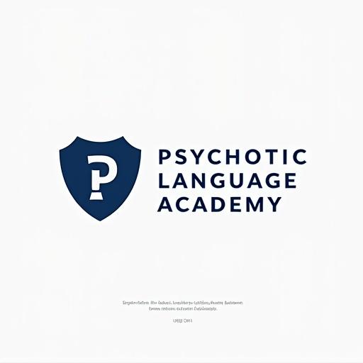 Design a logo for a channel named 'Psychotic Language Academy' focusing on teaching English to psychologists. Features a shield design with the letter 'P'.