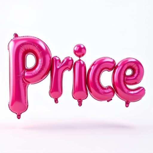 The image features the word 'Price' in large balloon-like letters. The letters are vibrant pink. They have a shiny and reflective appearance. The background is transparent.