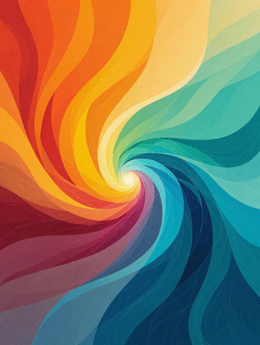 An abstract visual representing the transition of menopause. Shifting waves of warm and cool colors blending, with a central element of bright, stable light or a growing seed, symbolizing thriving through change.