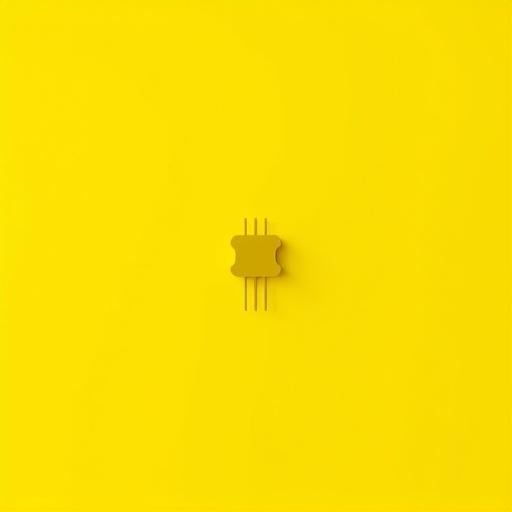 A minimal picture with solid yellow color background that has a transistor symbol at the center without any shadow.