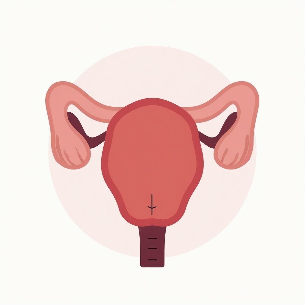 This is an illustration of the prostate gland, designed in a stylized and simplified manner. The gland is shown in a reddish color against a light background, making it stand out clearly. The lines are soft and smooth, giving it a modern and professional look. This representation would be useful for educational materials related to male reproductive health. Overall, it serves as a clear visual aid for discussions on prostate health and anatomy.