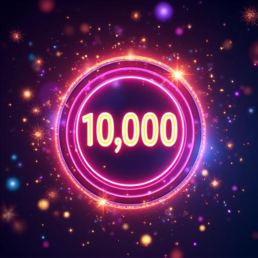A vibrant and celebratory digital artwork featuring a large glowing badge or counter surrounded by colorful confetti sparkles and dynamic light effects symbolizing excitement and achievement on TikTok with a modern and energetic social media vibe